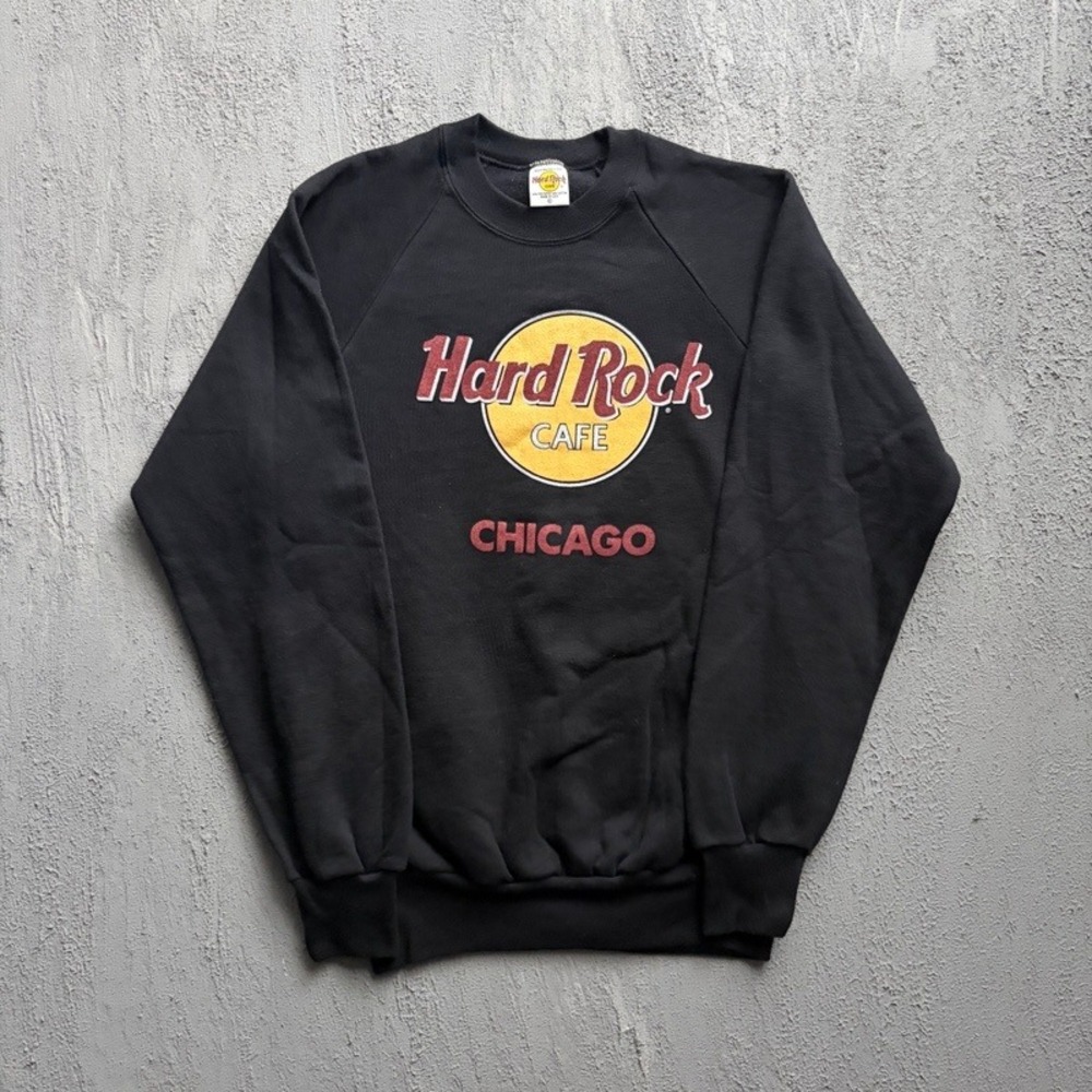 Vintage Hard Rock Cafe Sweatshirt Large Black 1990s Chicago USA